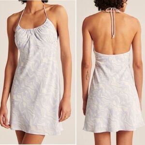 Abercrombie & Fitch Swirl Halter Mini Dress NWT Blue Sz Large